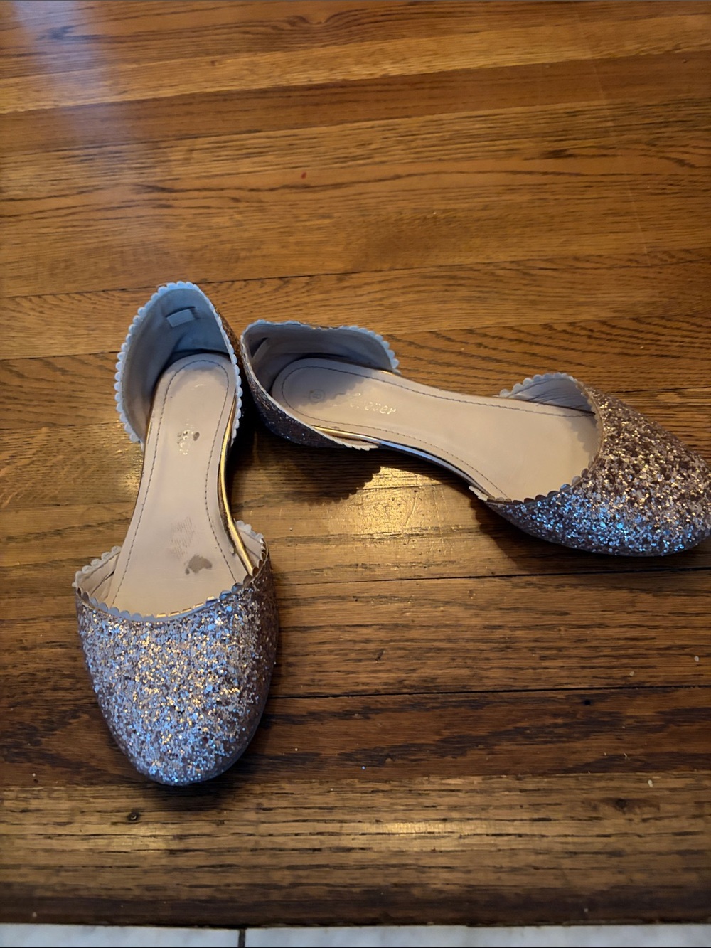 Forever Rose Gold Glitter Scalloped Flats